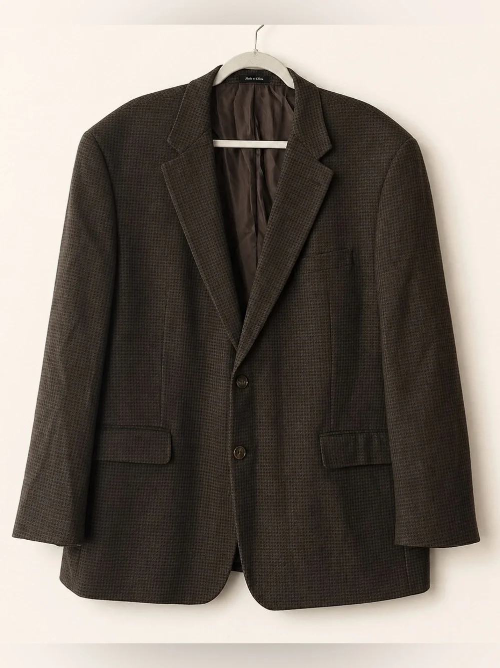 CHAPS 100% Wool Brown Houndstooth Sport Coat Blazer Men’s 48R